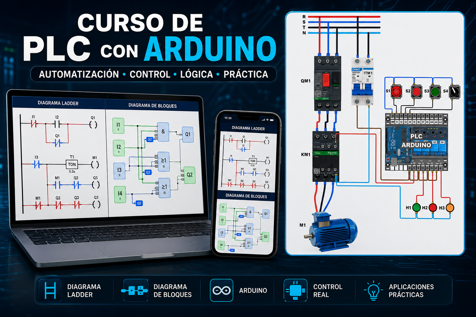 PLC Educativo con Arduino: Arranque de Motores y Automatización